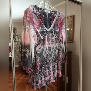 NEW/WITHOUT TAGS DRESS BARN LADIES EMBELLISHED MULTI-COLORED TUNIC TOP, SIZE L